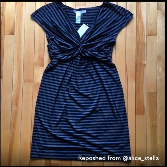 *NWT* MAX STUDIO Striped V-neck Jersey Dress, Large - Picture 1 of 8